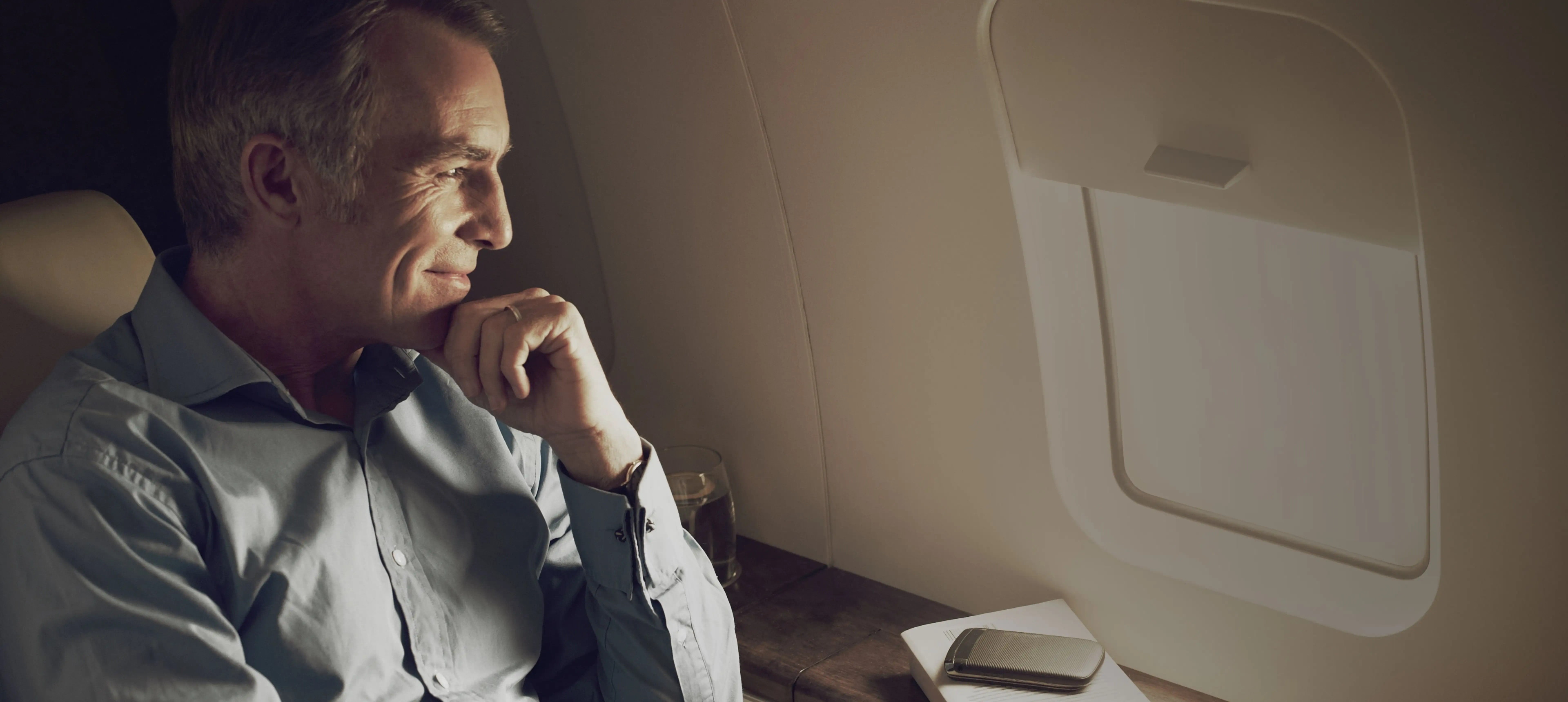 Man looking out the window.